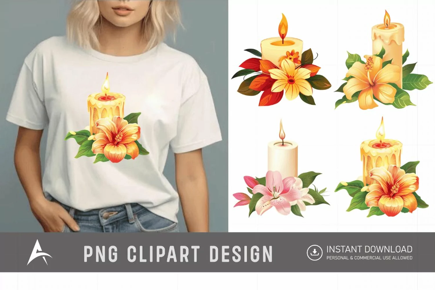 Watercolor Candle Clipart product image 1