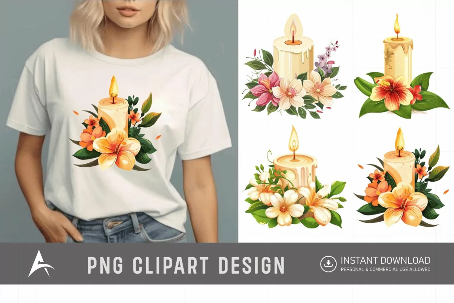 Watercolor Candle Clipart product image 1