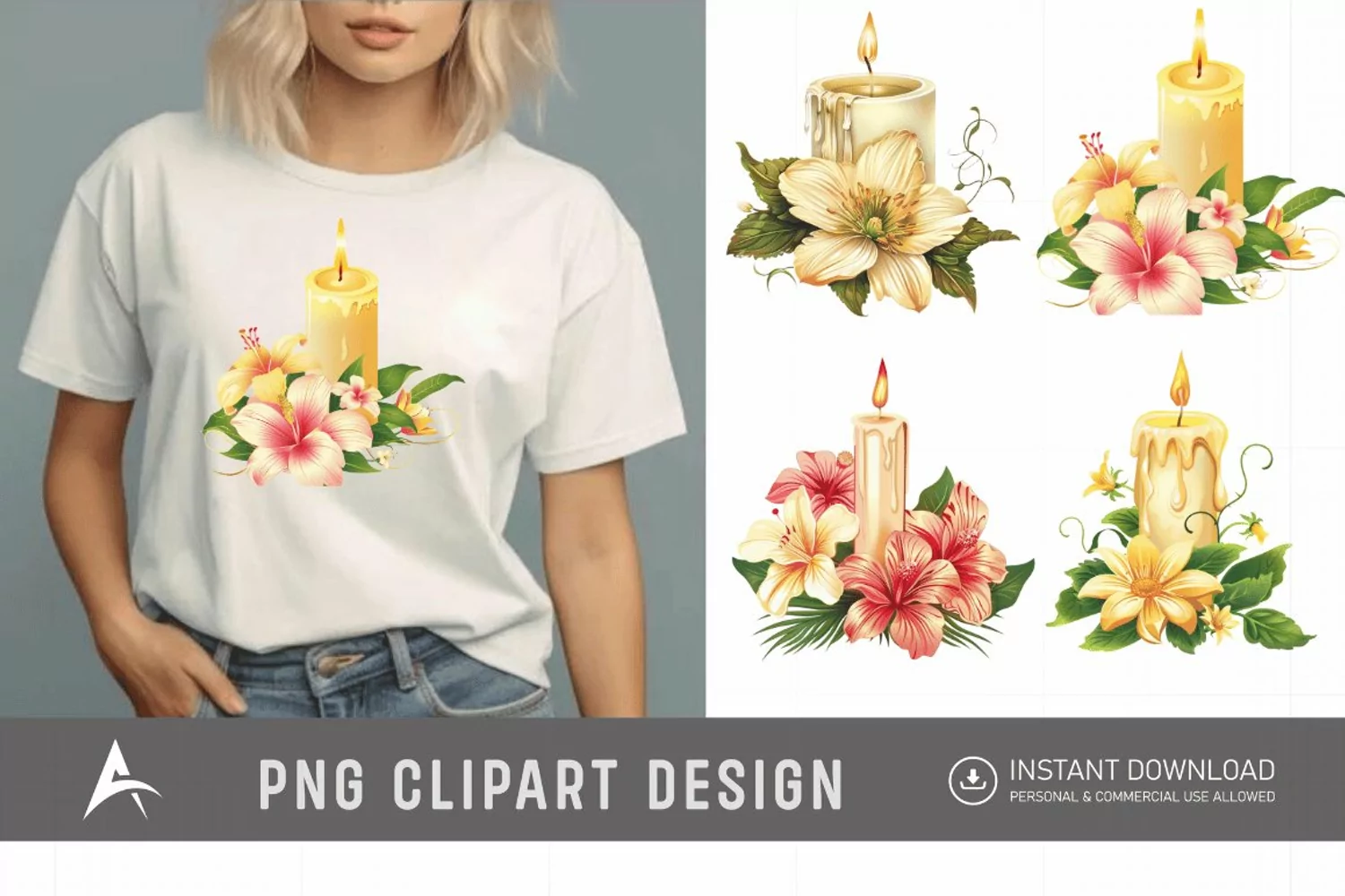 Watercolor Candle Clipart product image 1