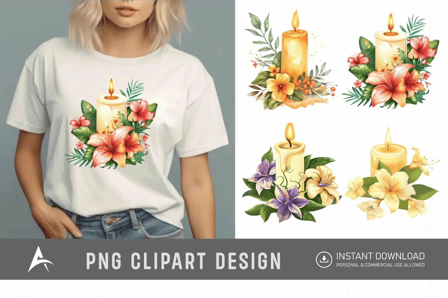 Watercolor Candle Clipart product image 1