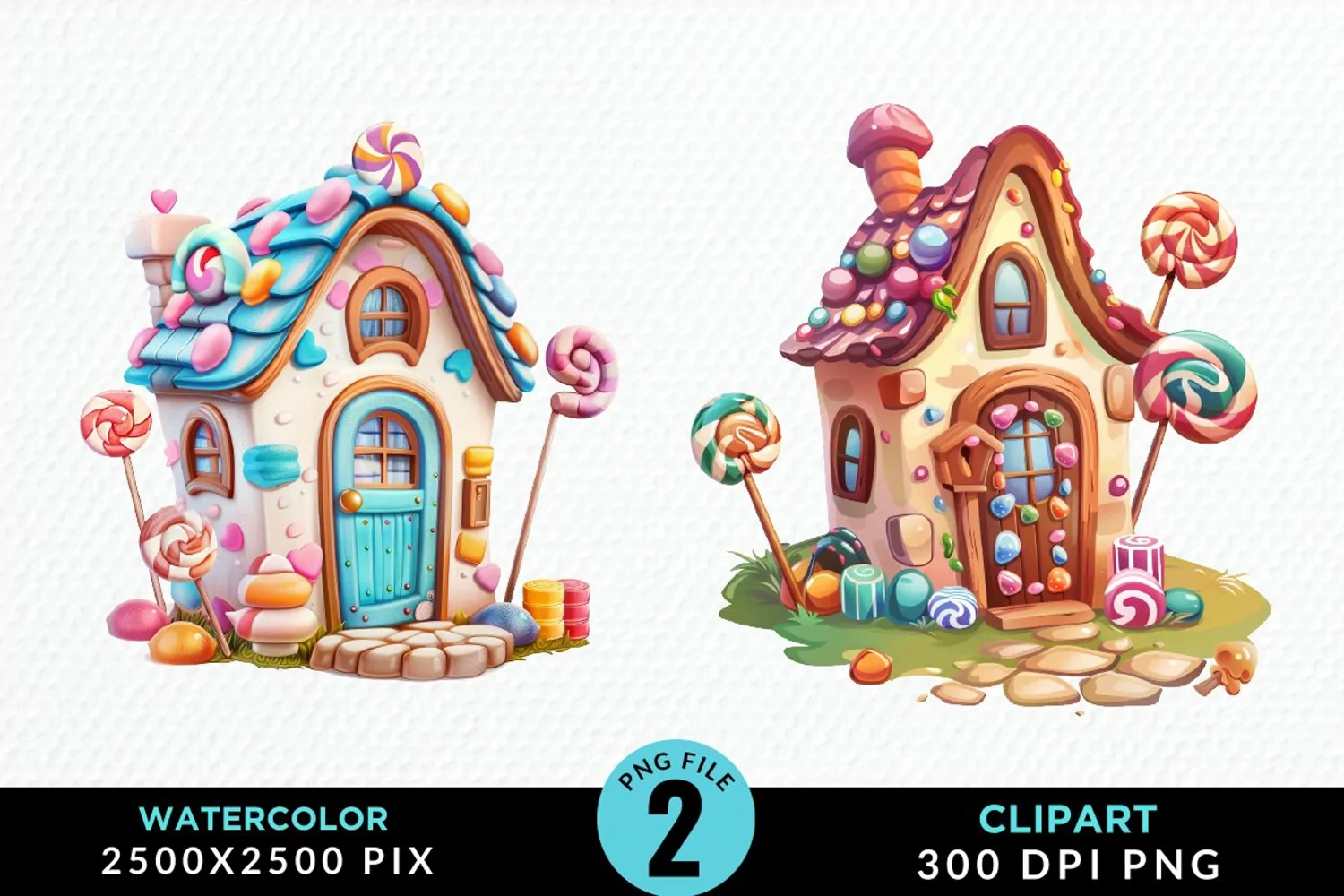 Watercolor Candyland House Design Clipart product image 1