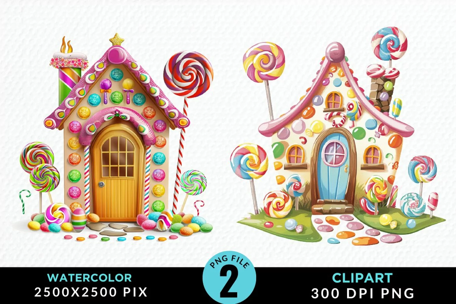 Watercolor Candyland House Art Clipart product image 1