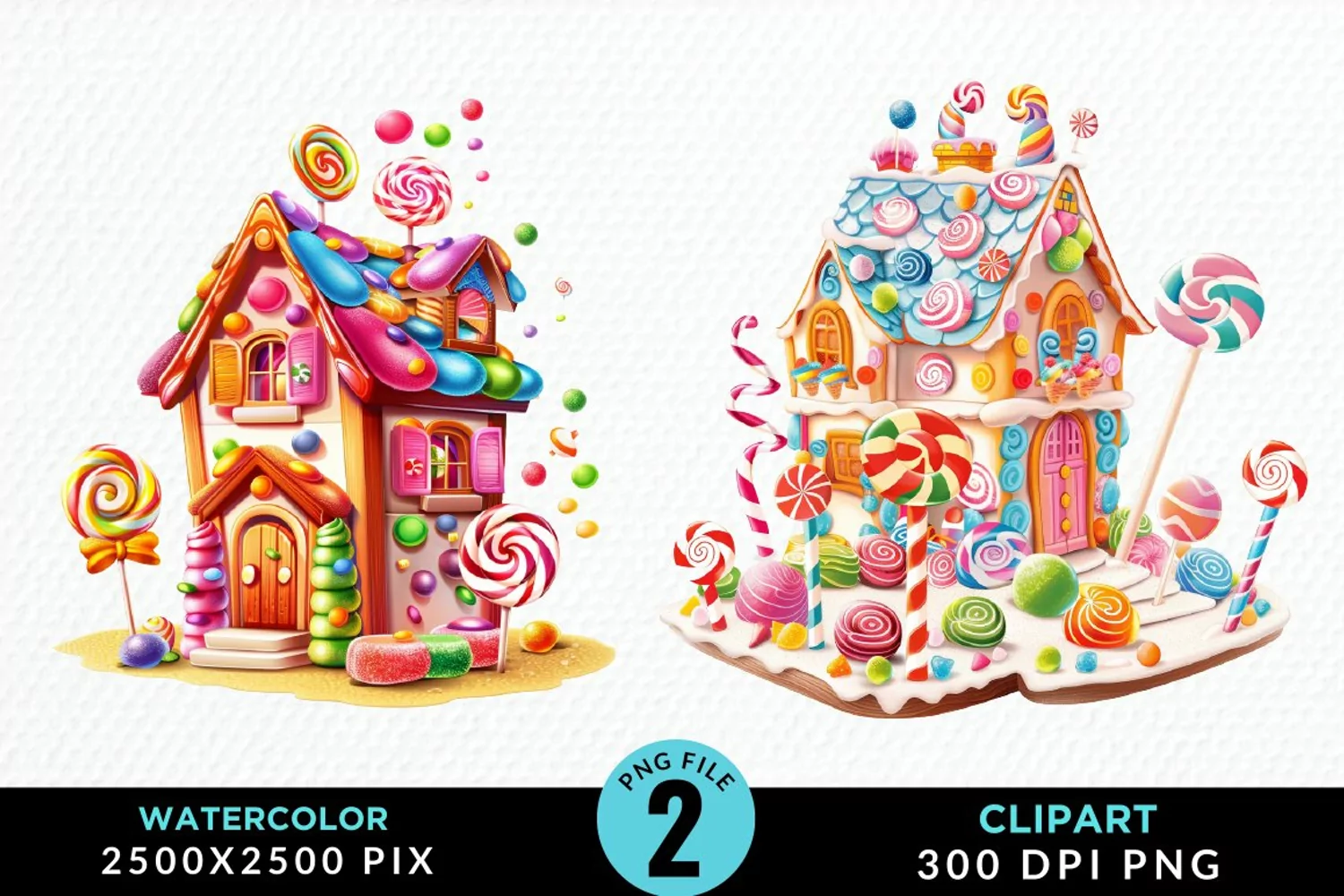 Watercolor Candyland House Art Clipart product image 1