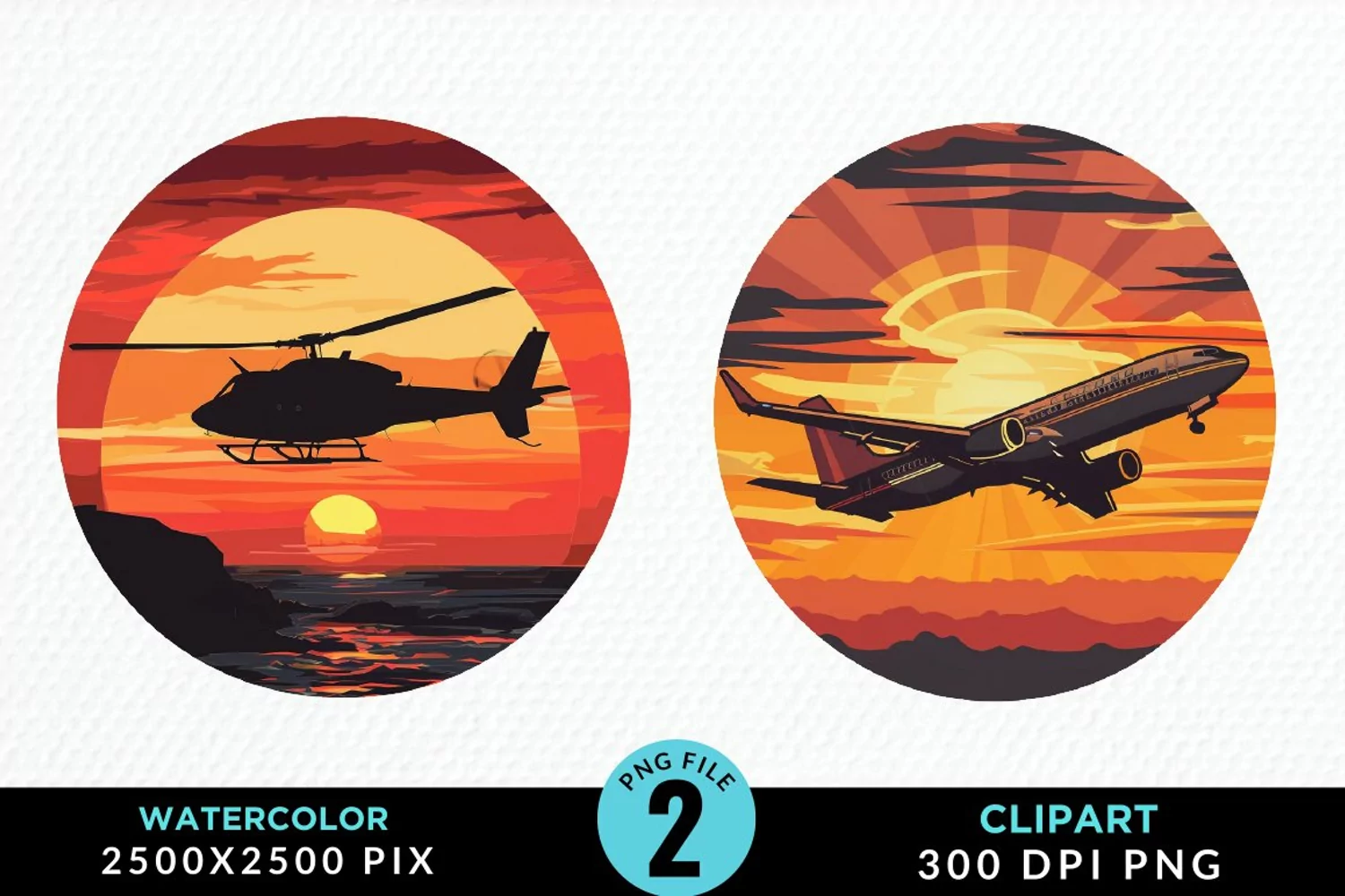 Watercolor Cargo Airplane Design Clipart product image 1