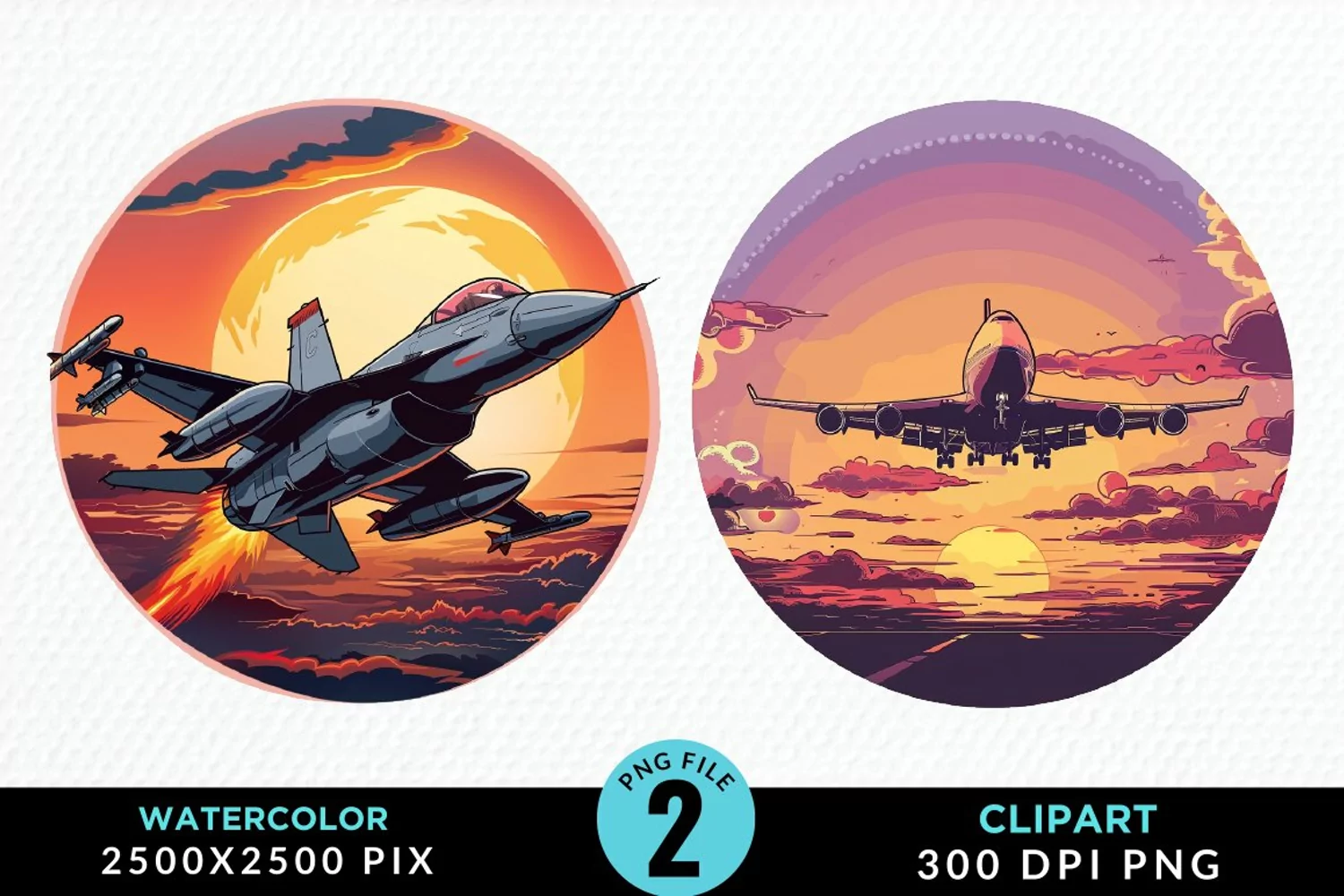 Watercolor Cargo Airplane Graphic Clipart product image 1