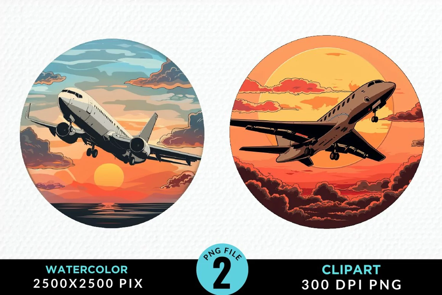 Watercolor Cargo Airplane Graphic Clipart product image 1