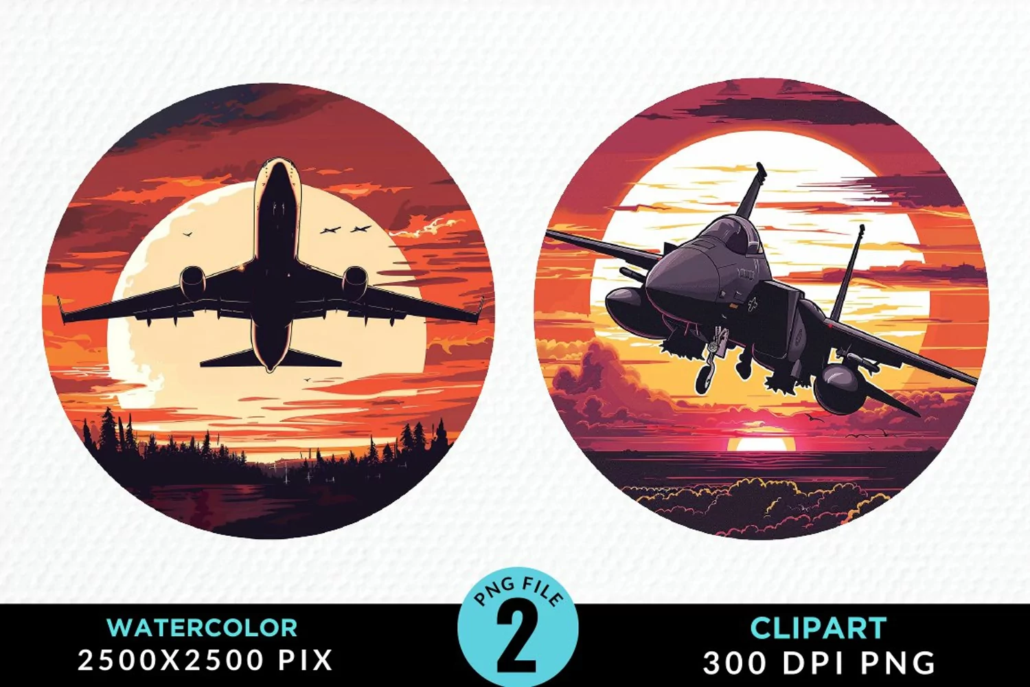 Watercolor Cargo Airplane Graphic Clipart product image 1