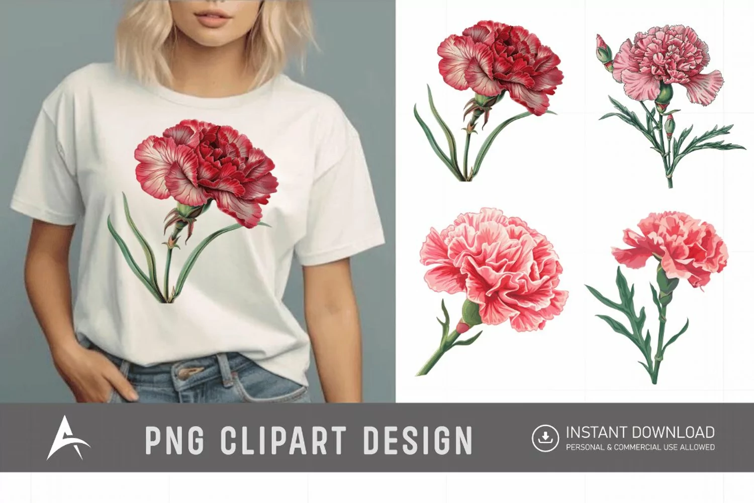 Watercolor Carnation Clipart product image 1