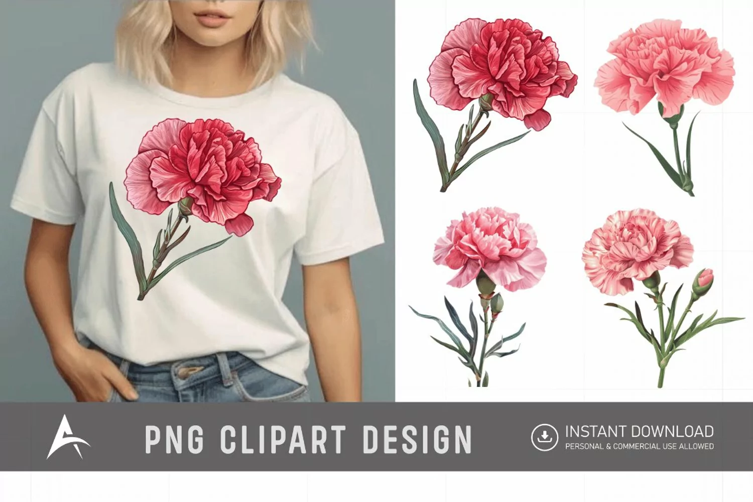 Watercolor Carnation Clipart product image 1