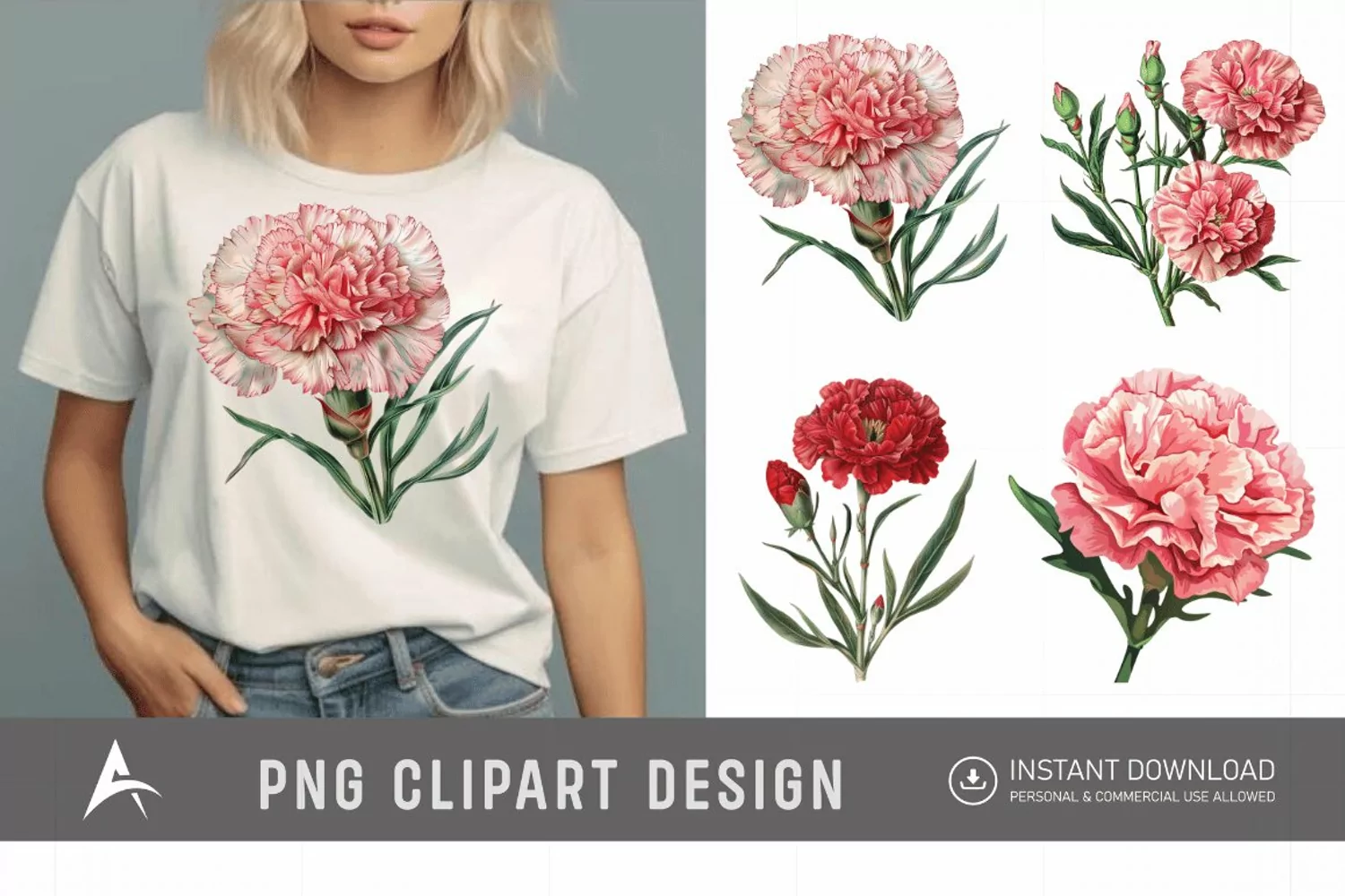 Watercolor Carnation Clipart product image 1