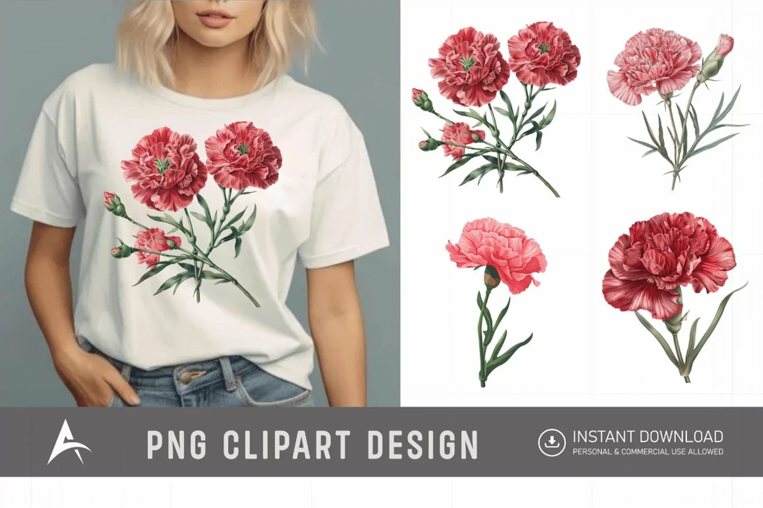 Watercolor Carnation Clipart product image 1