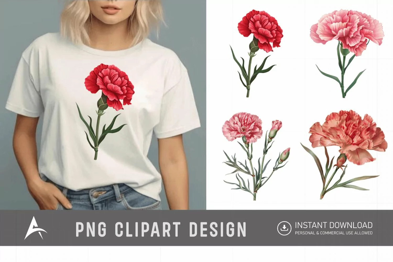 Watercolor Carnation Clipart product image 1