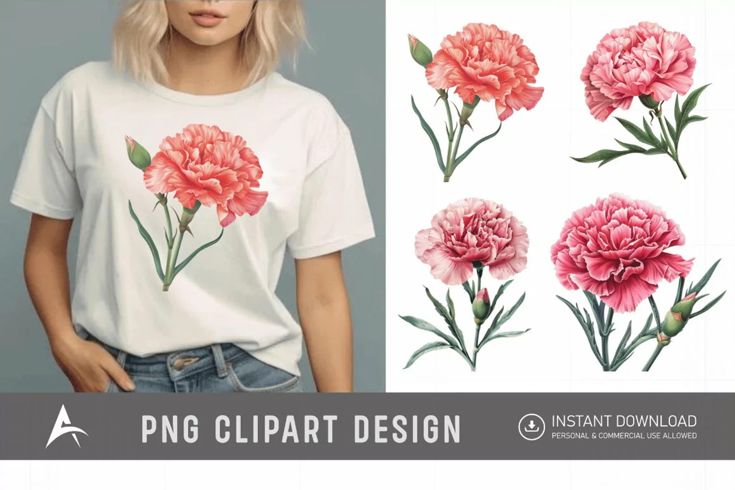 Watercolor Carnation Clipart product image 1