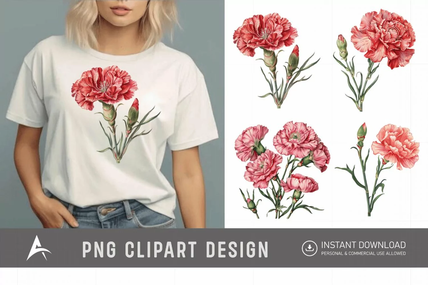 Watercolor Carnation Clipart product image 1