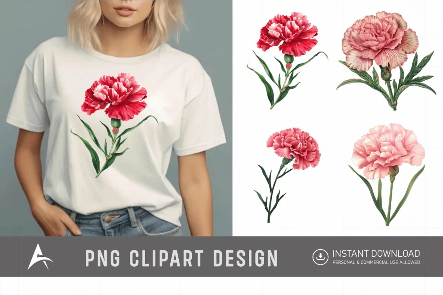 Watercolor Carnation Clipart product image 1