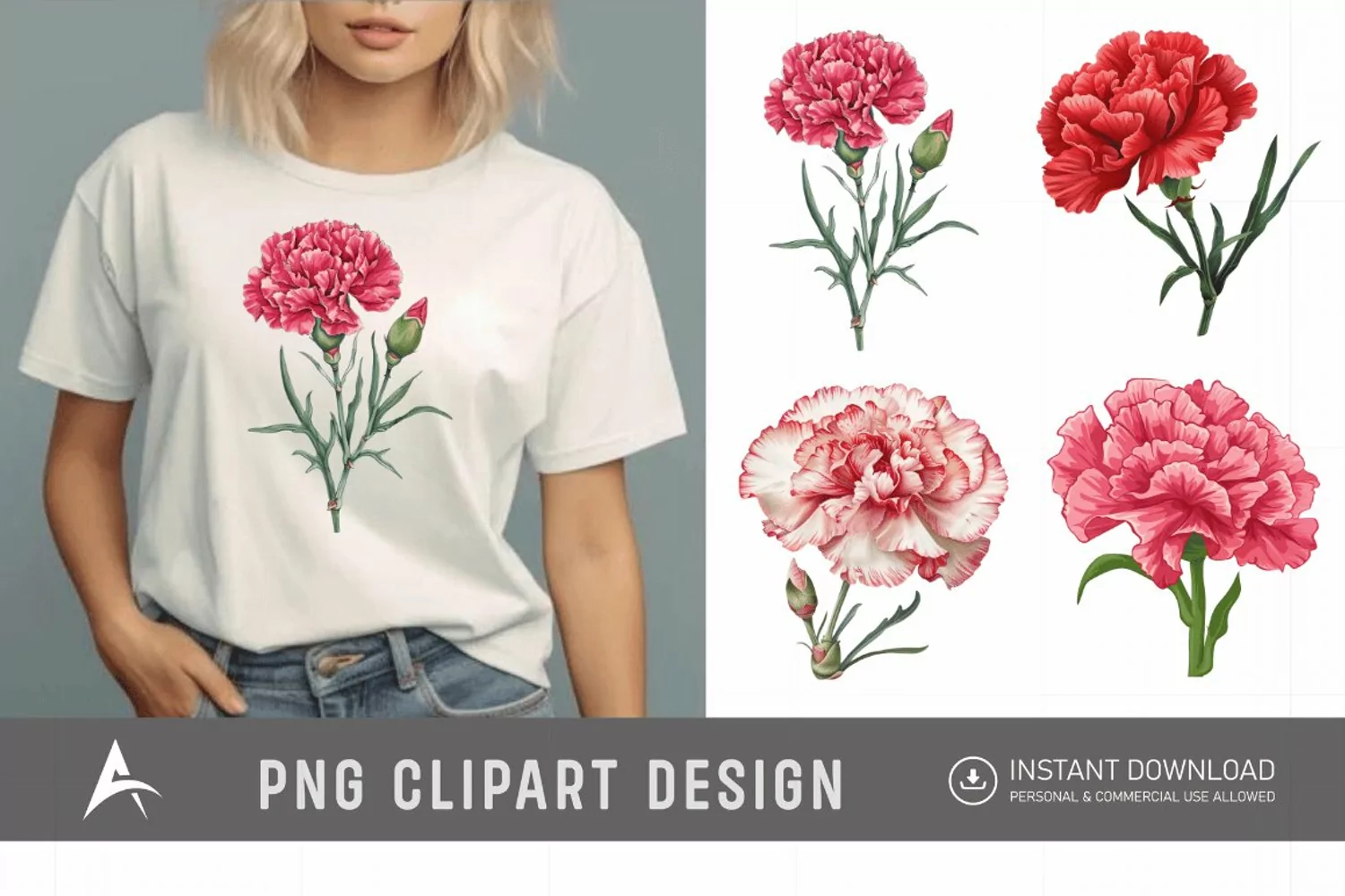 Watercolor Carnation Clipart product image 1