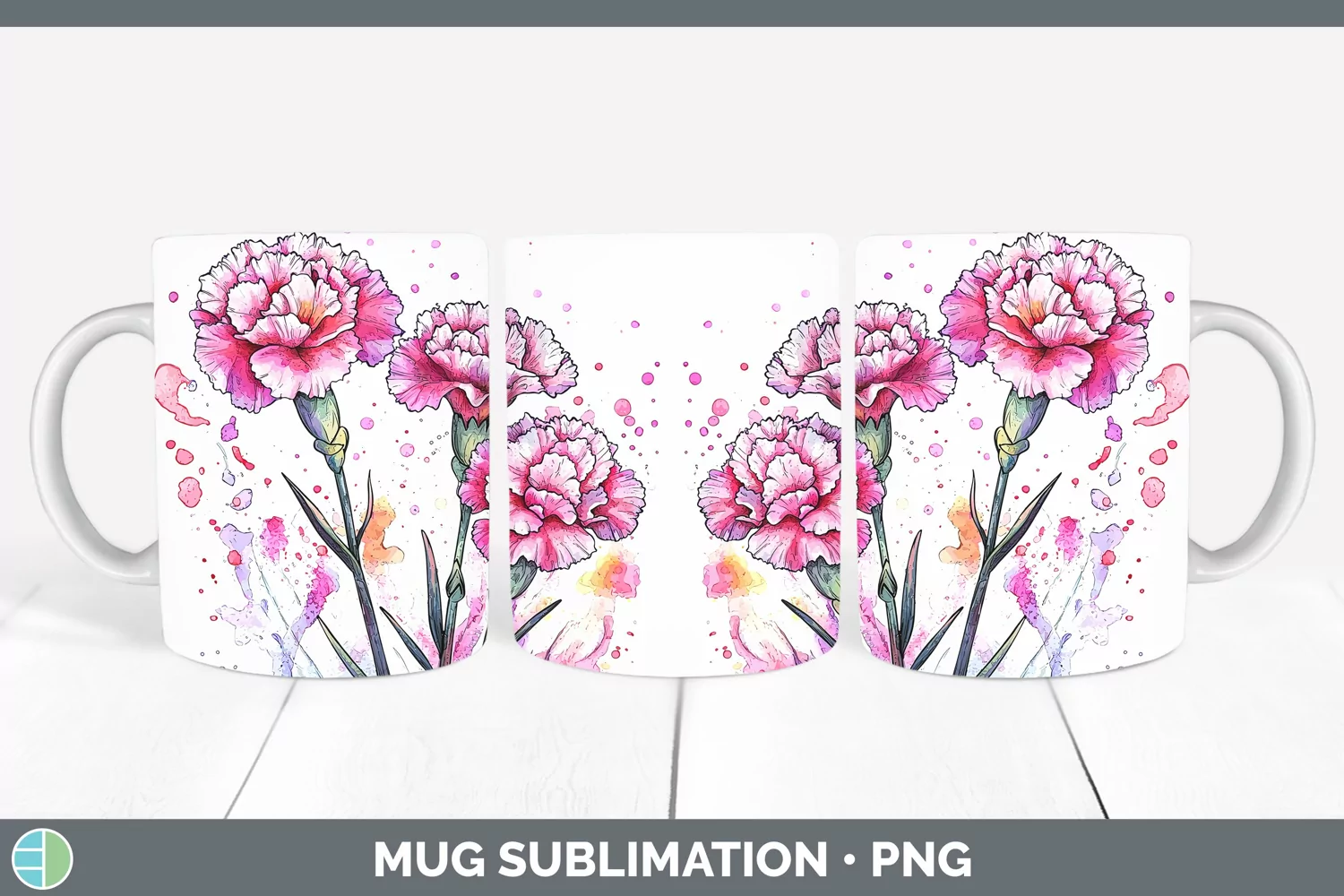 GorgeousWatercolor Mug Wrap design.