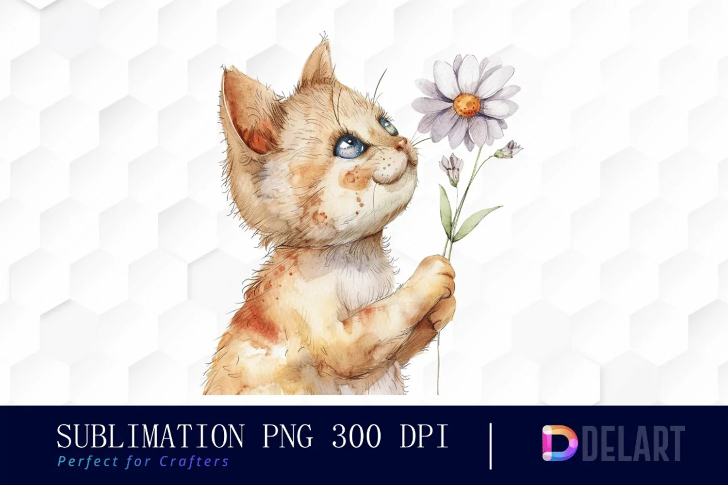 Cat Holding Flower Graphics Clipart product image 1