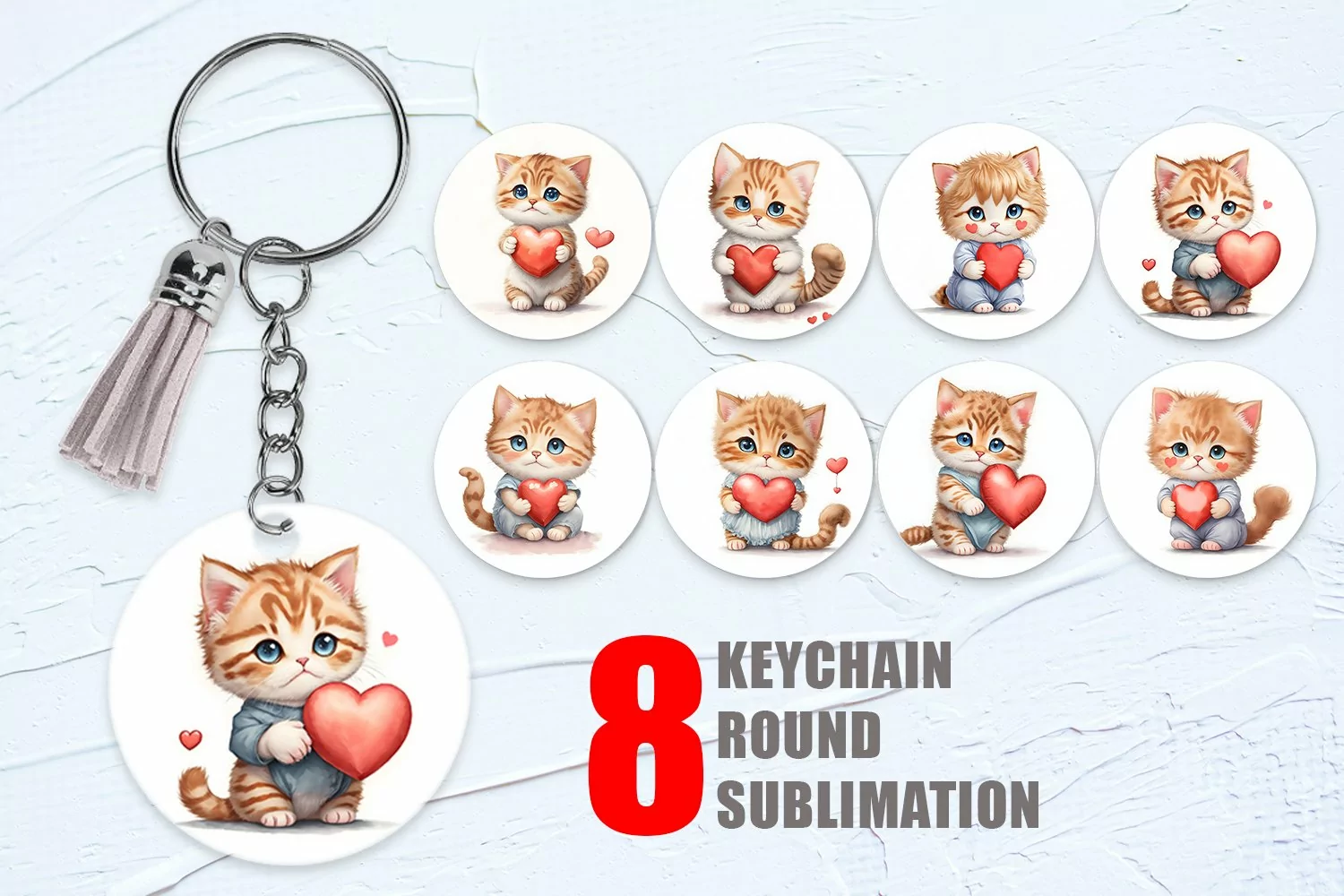 Keychain Cat Holding Heart | Keyring product image 1