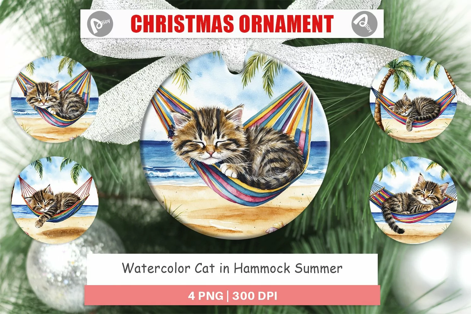 Christmas Ornaments Cat in Summer Hammock product image 1