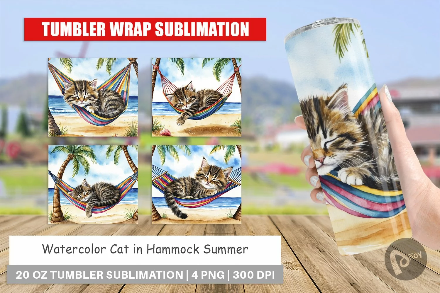 Tumbler Wrap Cat in Summer Hammock product image 1
