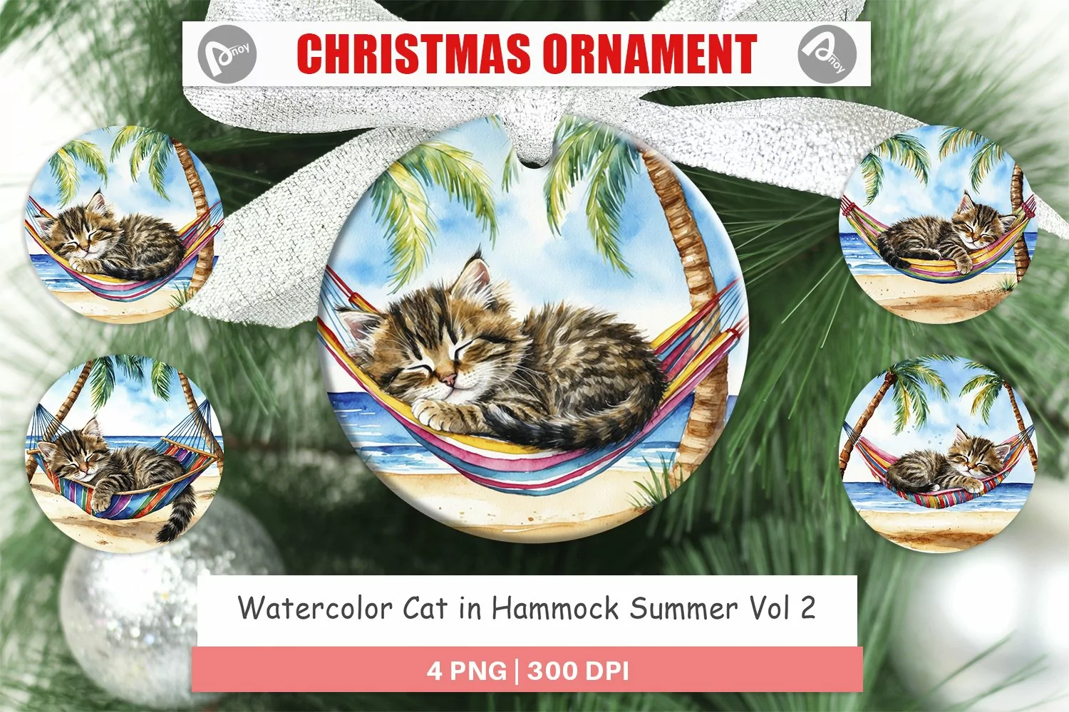Christmas Ornaments Cat in Summer Hammock product image 1