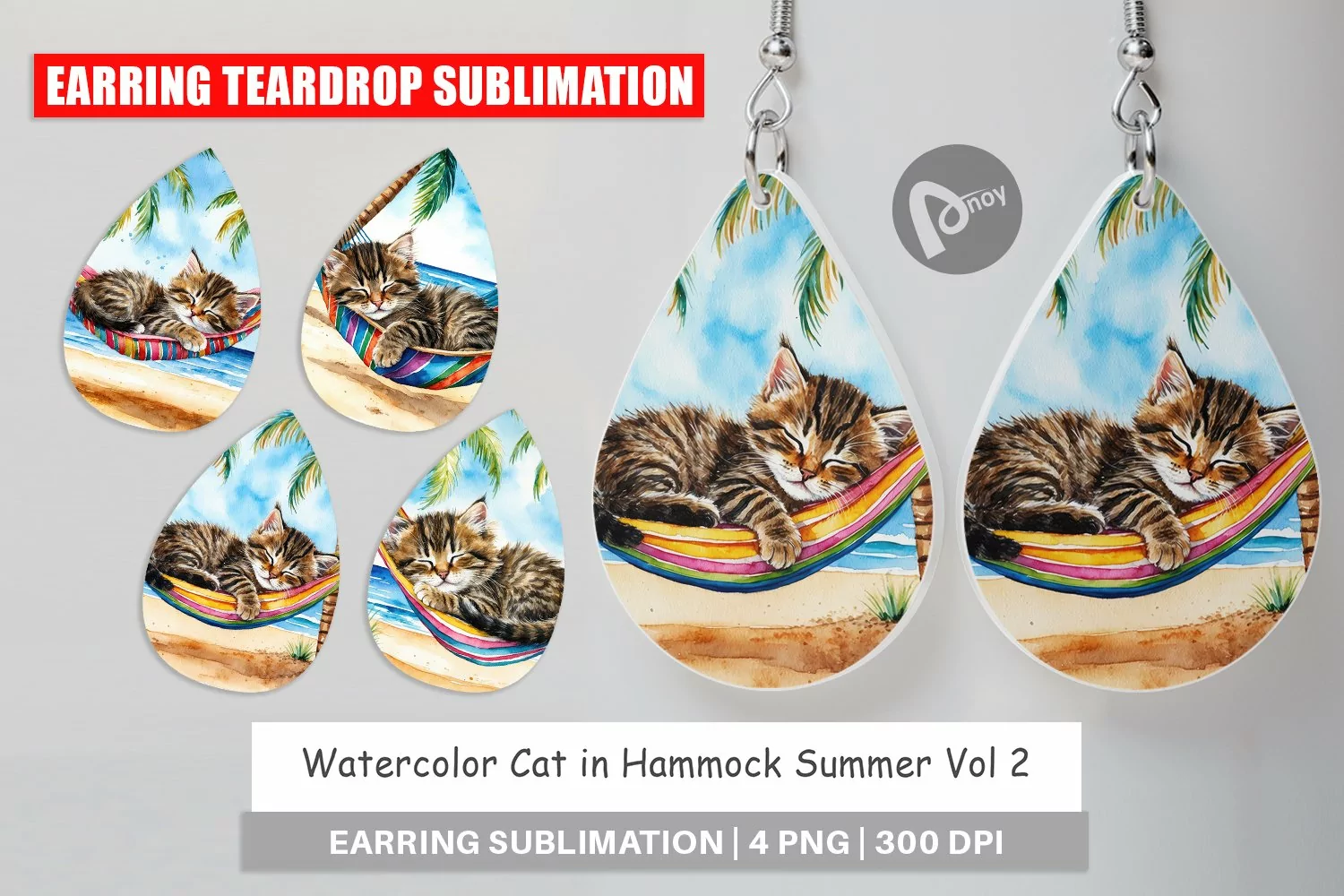 Earring Teardrop Cat in Summer Hammock product image 1