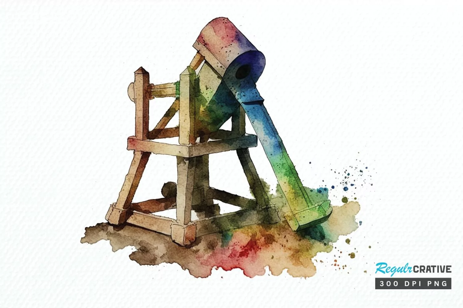Watercolor Catapult PNG Clipart product image 1