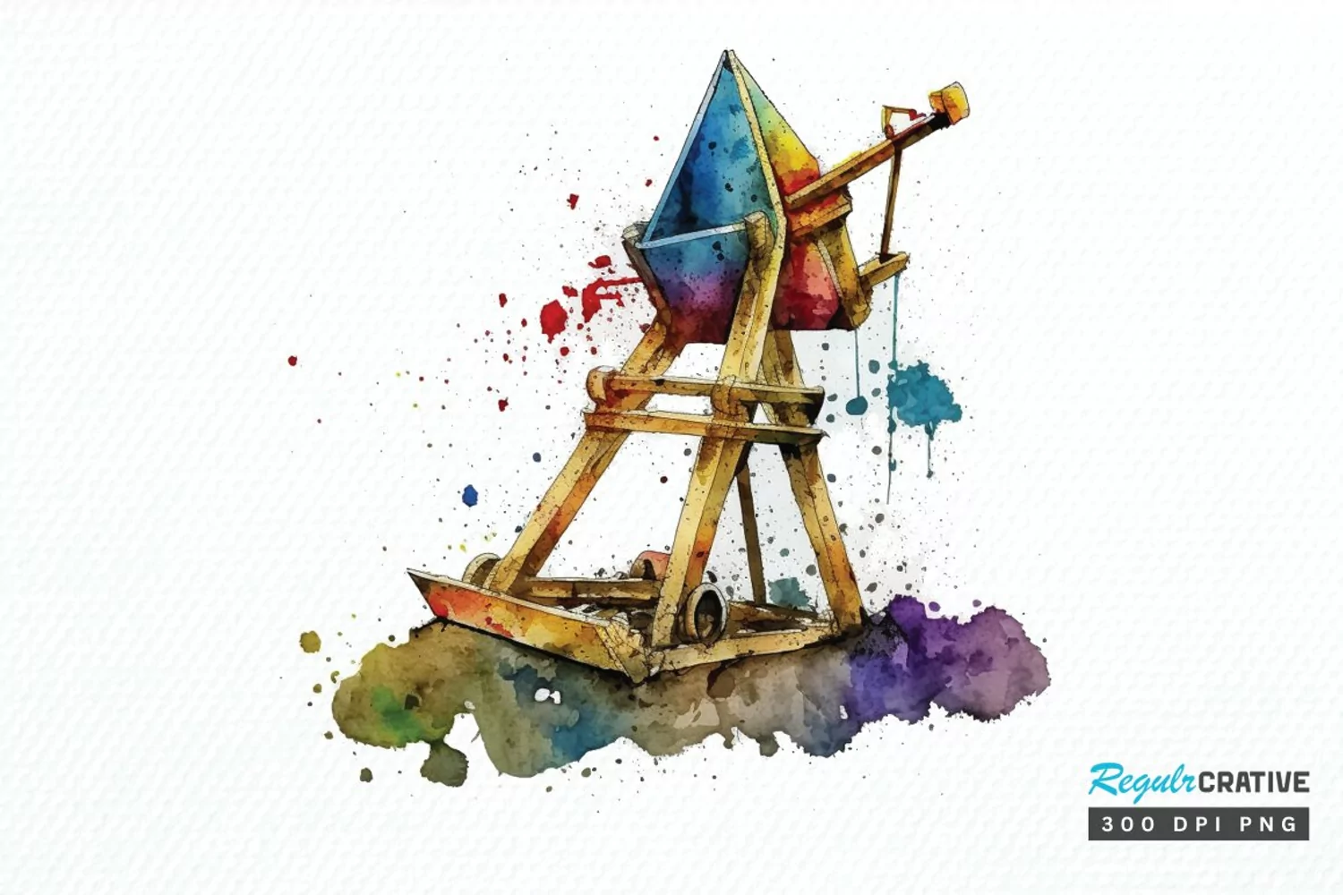 Watercolor Catapult PNG Clipart product image 1