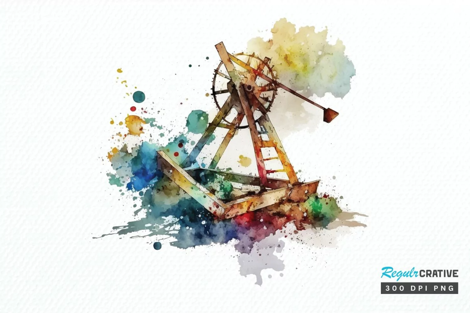 Watercolor Catapult PNG Clipart product image 1