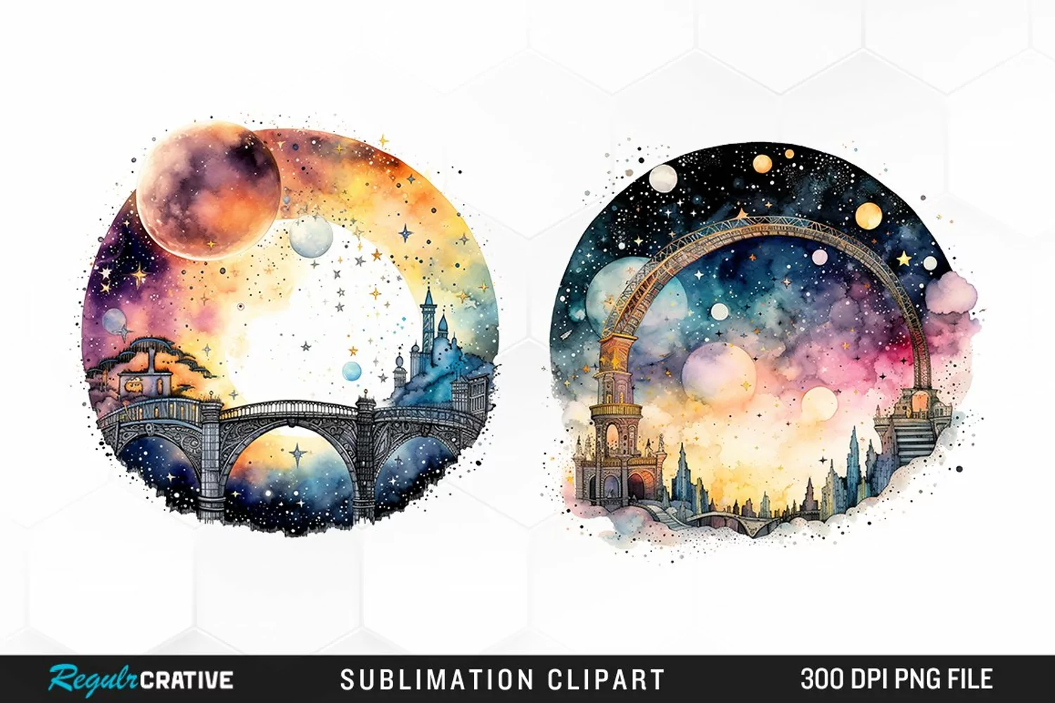 Celestial Bridges Watercolor Clipart product image 1