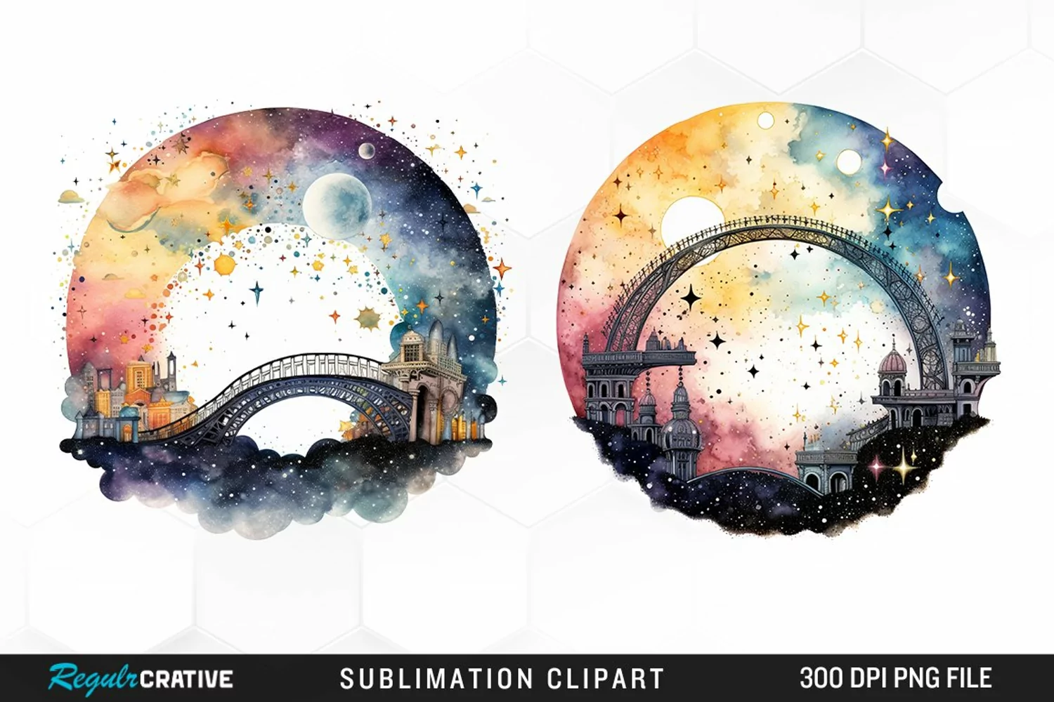 Celestial Bridges Watercolor Clipart product image 1