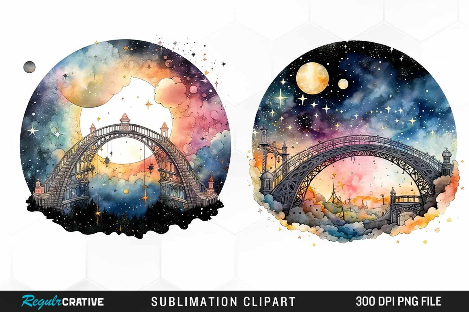 Celestial Bridges Watercolor Clipart product image 1