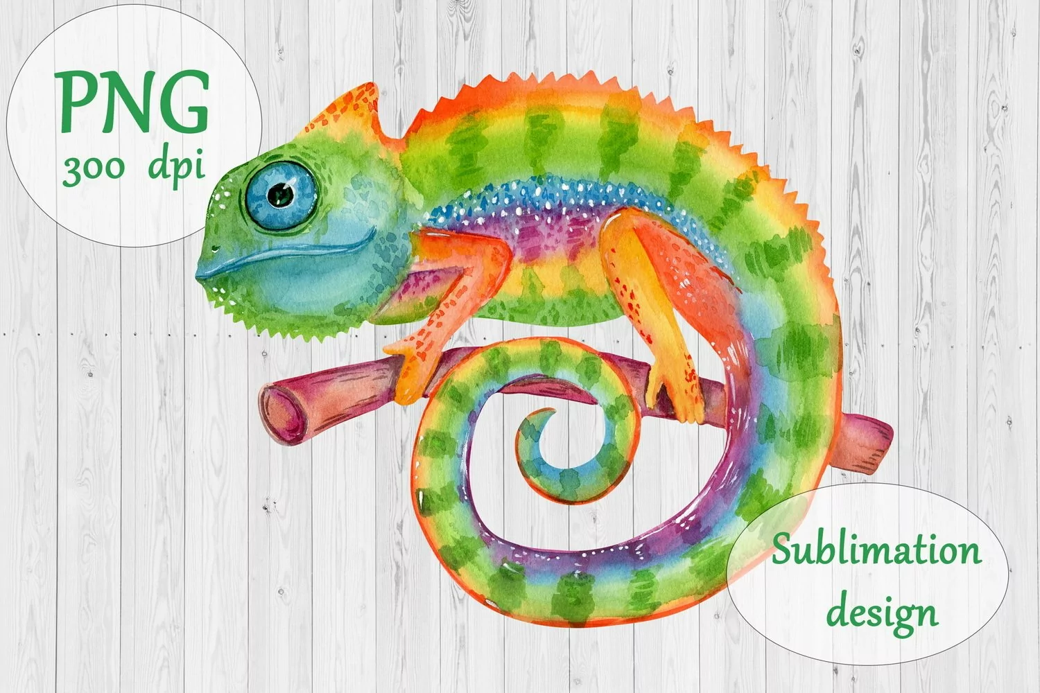 Watercolor Chameleon Sublimation Design PNG - Animal Print product image 1