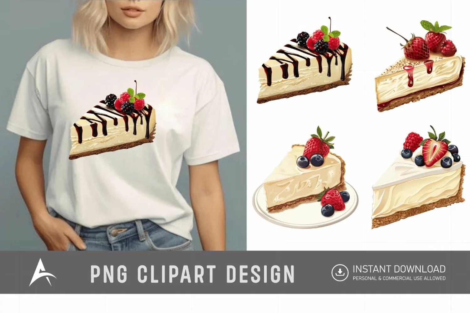 Watercolor Cheesecake Clipart product image 1