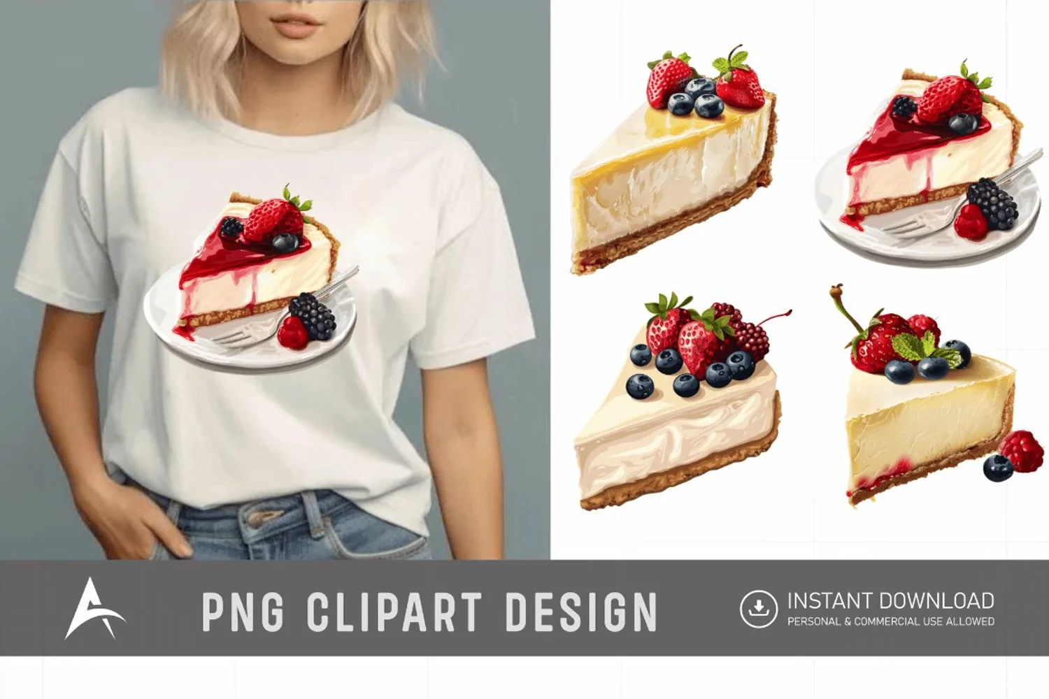 Watercolor Cheesecake Clipart product image 1