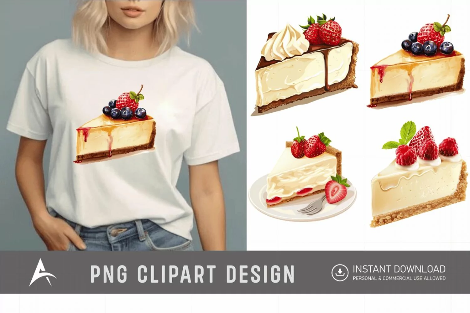 Watercolor Cheesecake Clipart product image 1