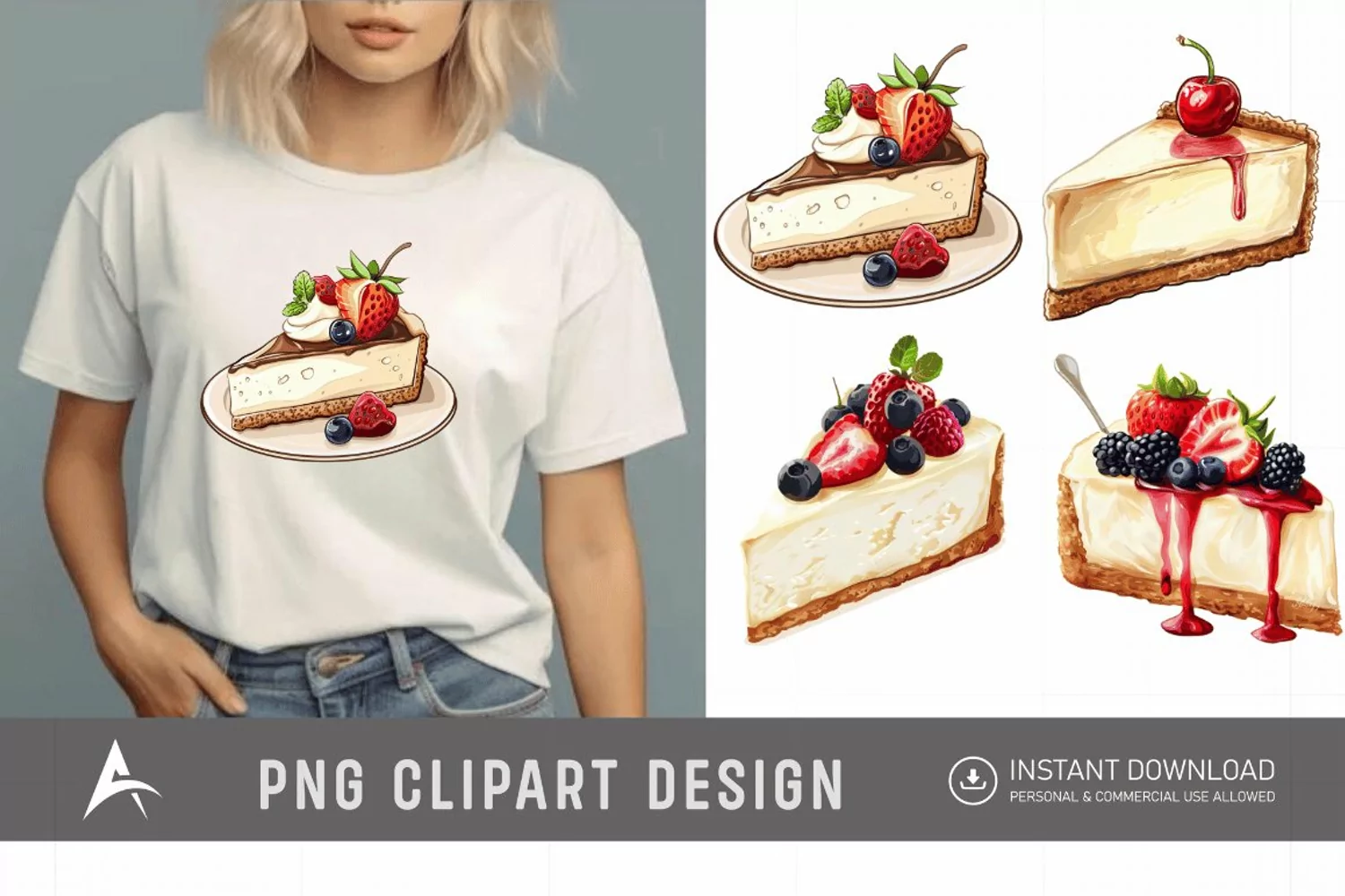 Watercolor Cheesecake Clipart product image 1