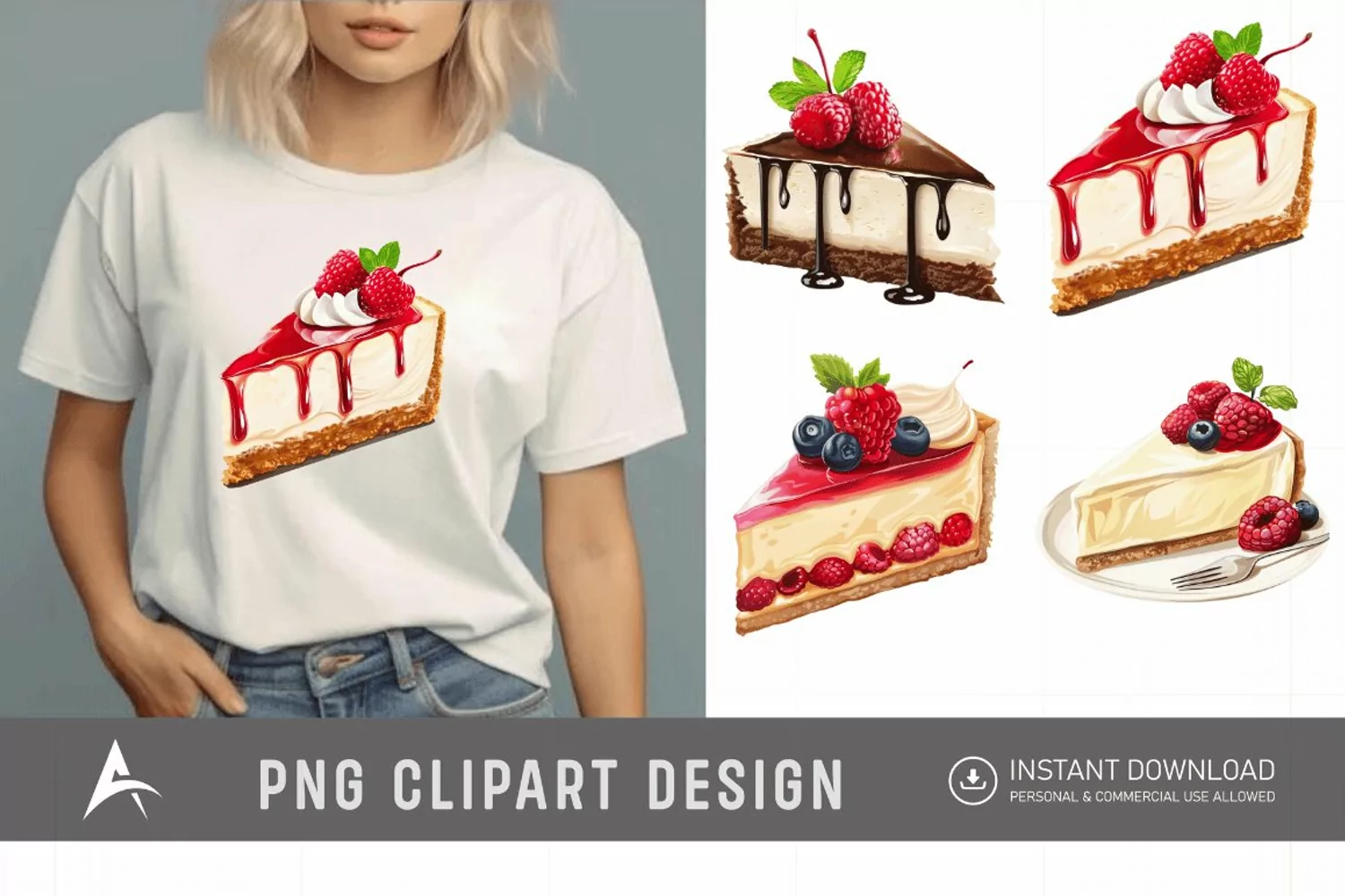 Watercolor Cheesecake Clipart product image 1