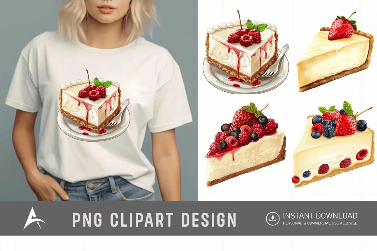 Watercolor Cheesecake Clipart product image 1