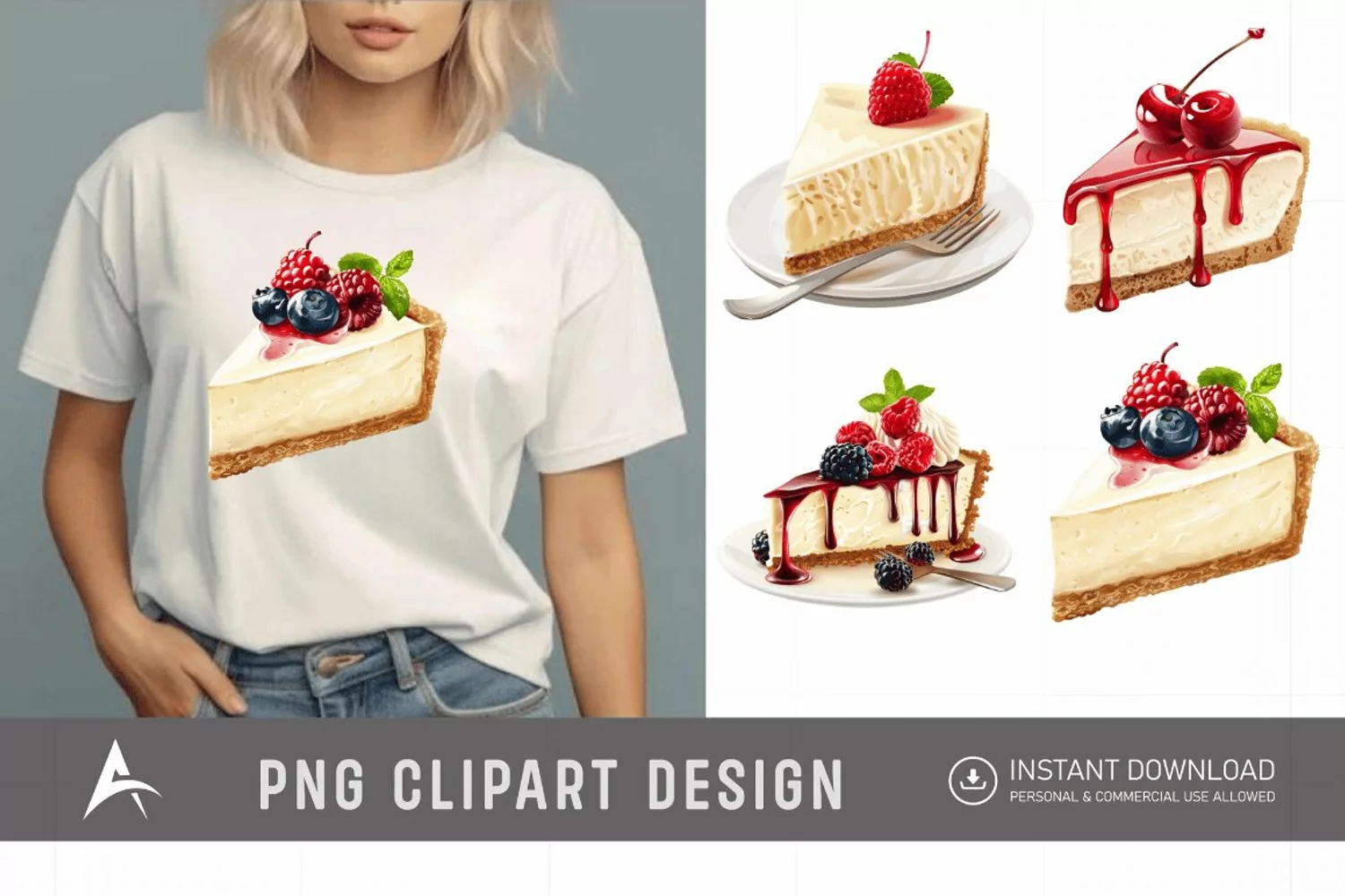 Watercolor Cheesecake Clipart product image 1