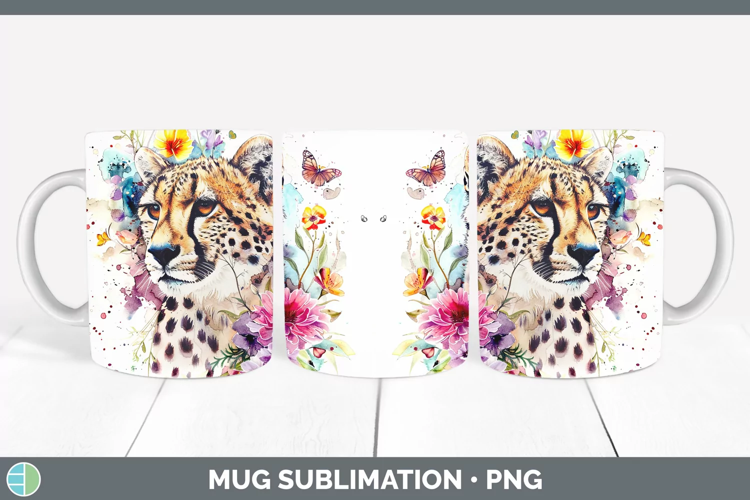 GorgeousWatercolor Mug Wrap design.