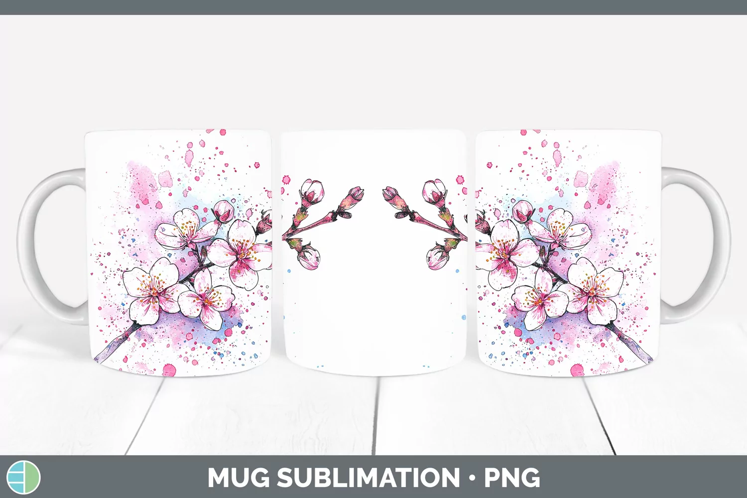 GorgeousWatercolor Mug Wrap design.