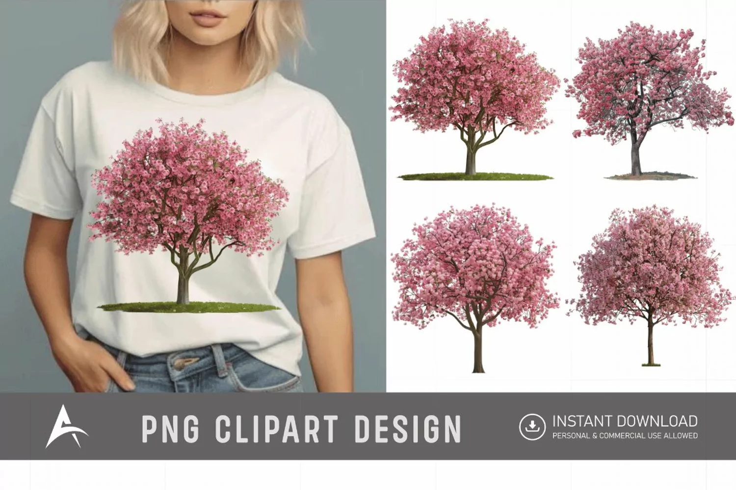Watercolor Cherry Tree in Spring Clipart product image 1