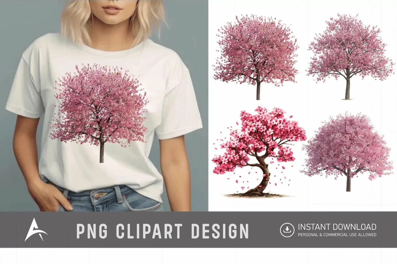 Watercolor Cherry Tree in Spring Clipart product image 1