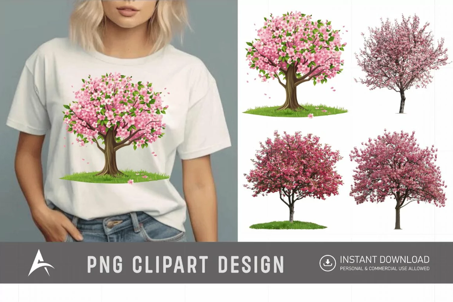 Watercolor Cherry Tree in Spring Clipart product image 1