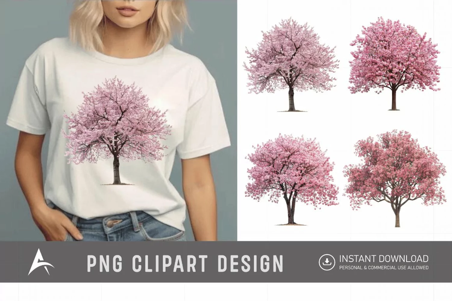 Watercolor Cherry Tree in Spring Clipart product image 1