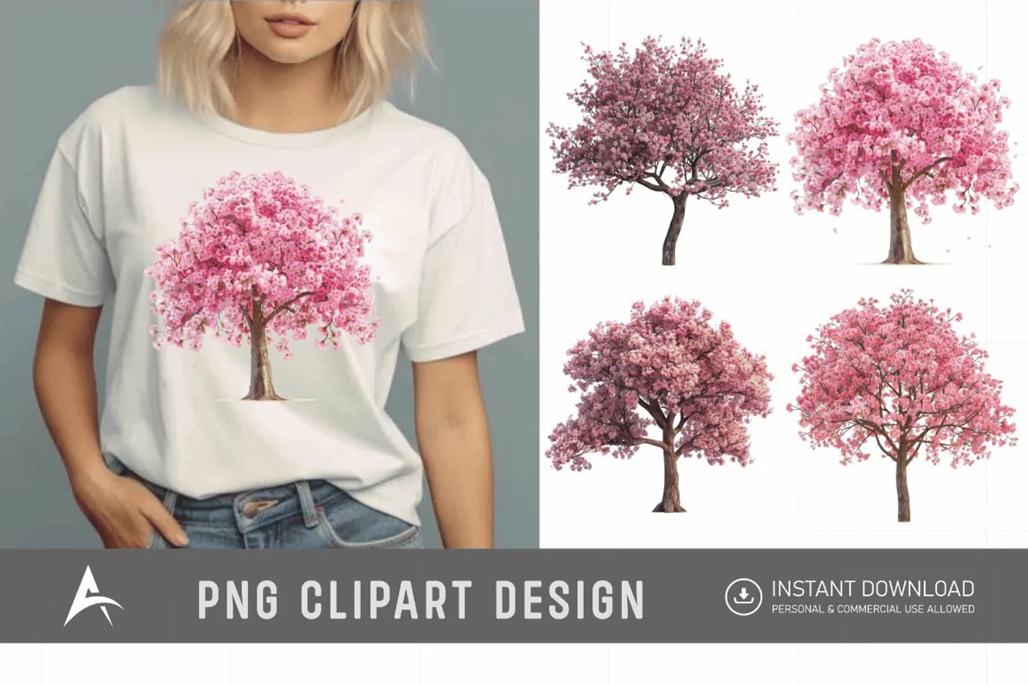 Watercolor Cherry Tree in Spring Clipart product image 1