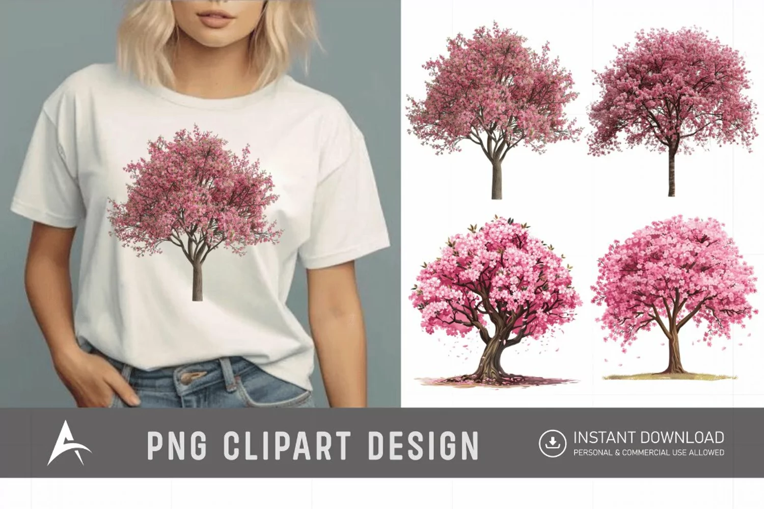 Watercolor Cherry Tree in Spring Clipart product image 1