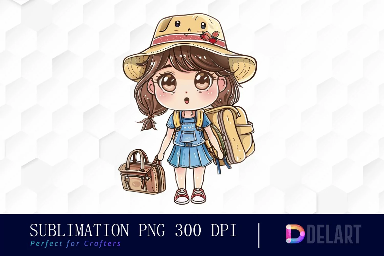 Chibi Travel Doll Sublimation PNG Clipart product image 1
